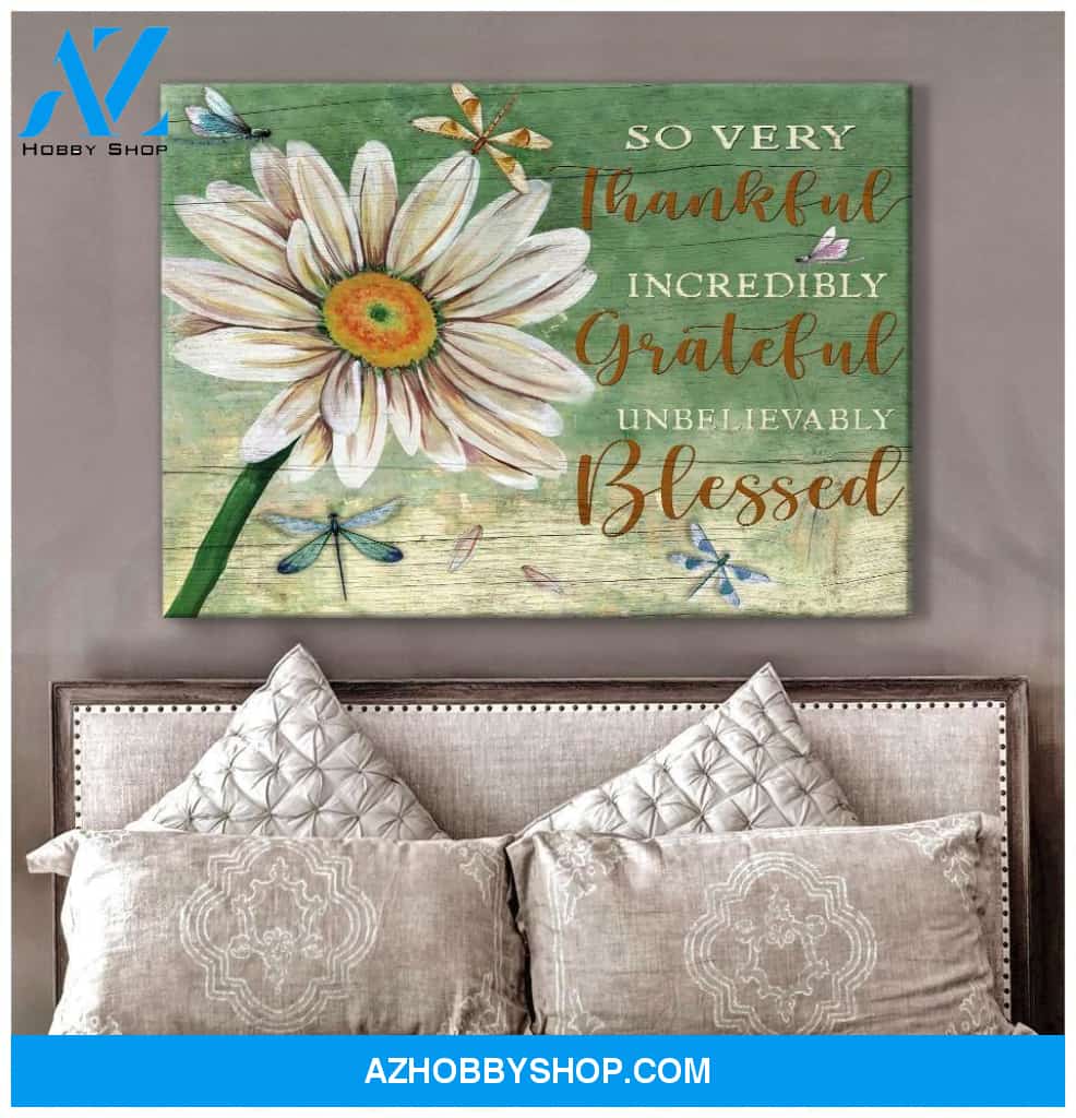 Teemodel So Very Thankful Dragonfly Wall Art Canvas