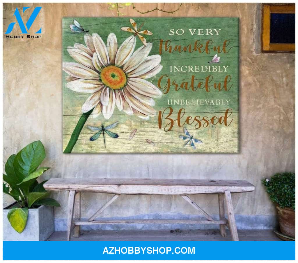 Teemodel So Very Thankful Dragonfly Wall Art Canvas