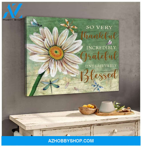 Teemodel So Very Thankful Dragonfly Wall Art Canvas