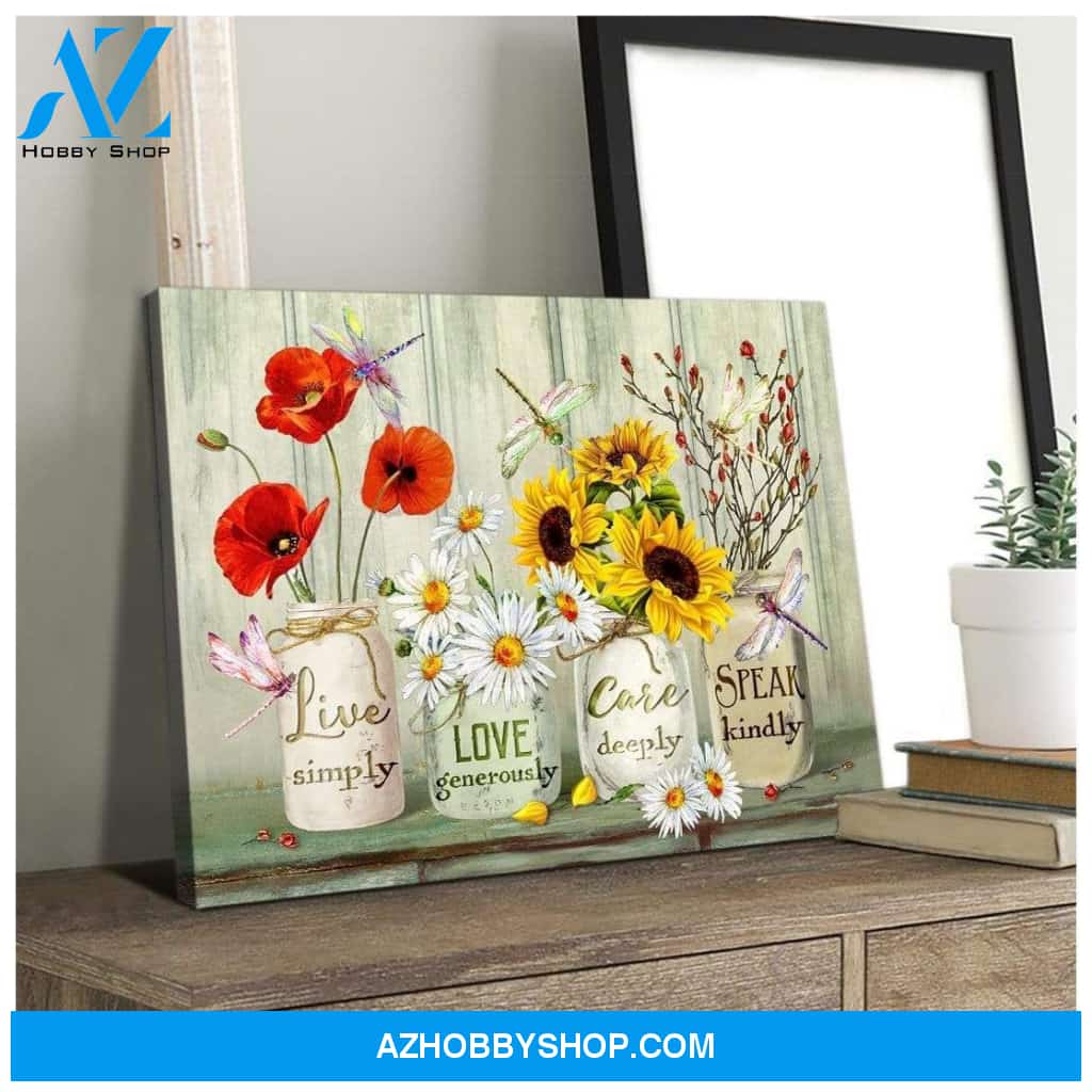 Teemodel Speak Kindly Dragonfly Wall Art Canvas