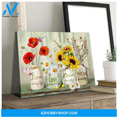 Teemodel Speak Kindly Dragonfly Wall Art Canvas