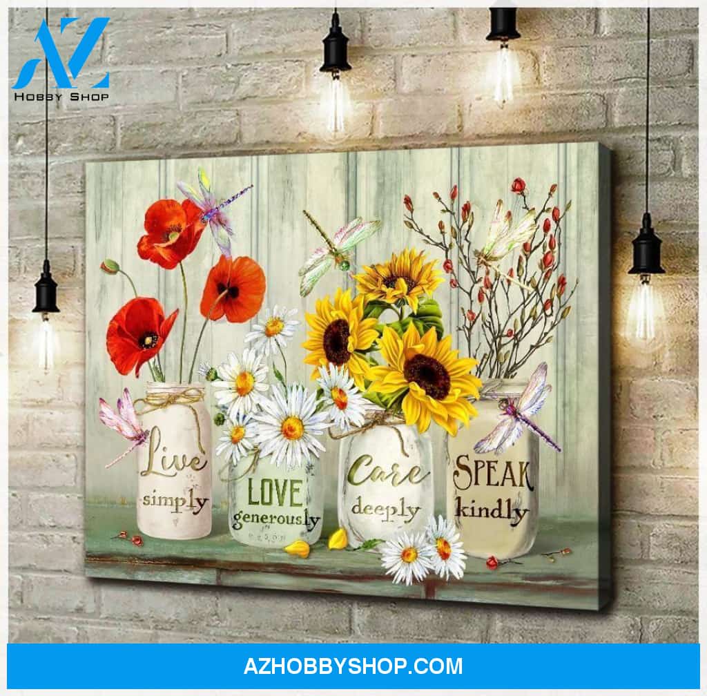 Teemodel Speak Kindly Dragonfly Wall Art Canvas