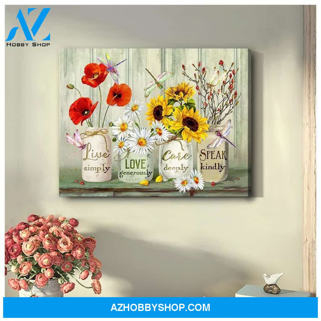 Teemodel Speak Kindly Dragonfly Wall Art Canvas