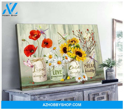 Teemodel Speak Kindly Dragonfly Wall Art Canvas