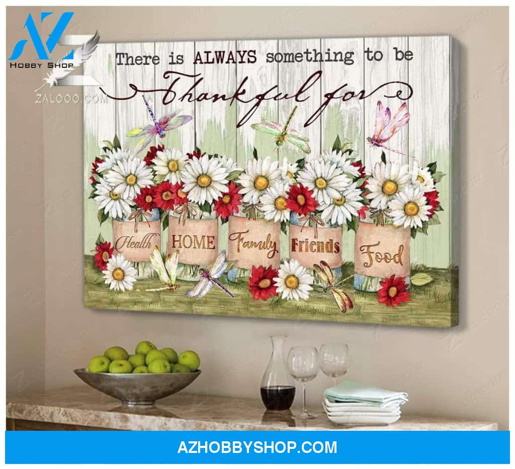 Teemodel Thankful For Dragonfly Wall Art Canvas
