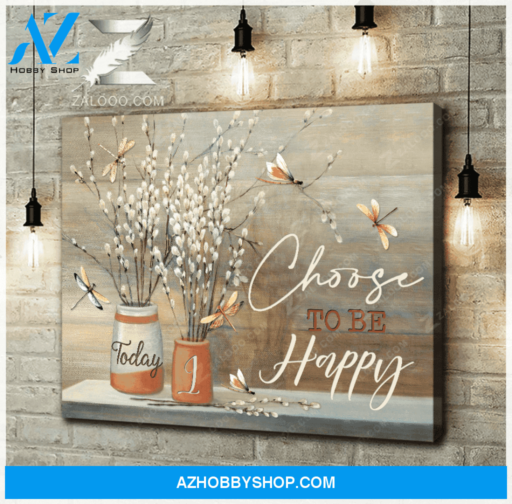 Teemodel Today I Choose Dragonfly Wall Art Canvas