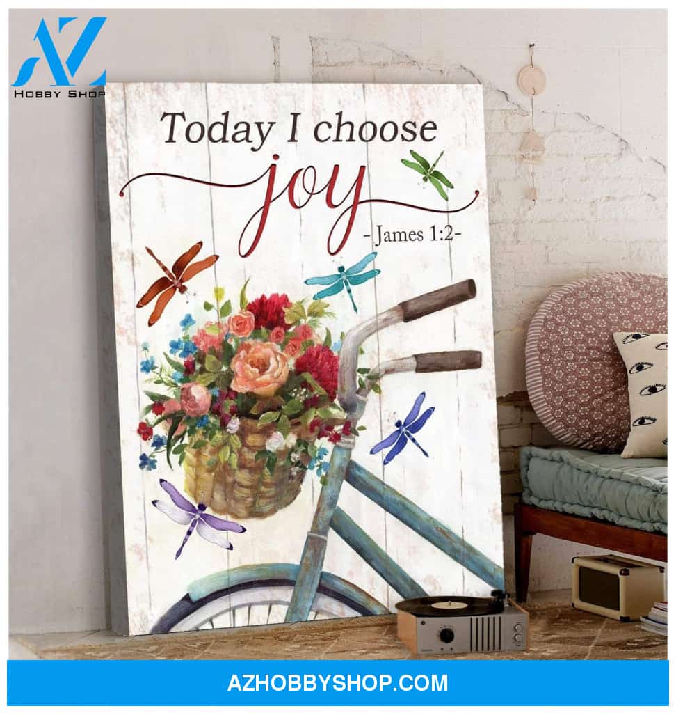 Teemodel Today I Choose Joy Dragonfly Wall Art Canvas