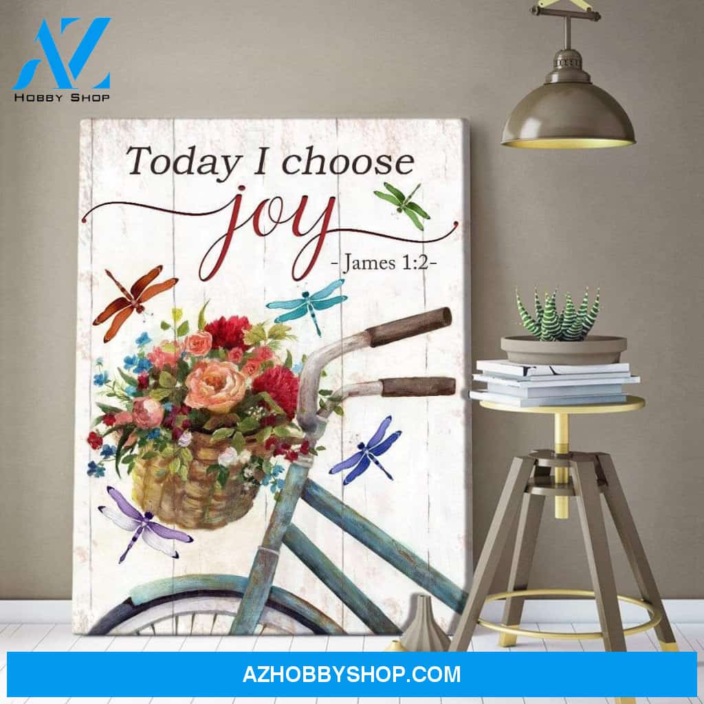 Teemodel Today I Choose Joy Dragonfly Wall Art Canvas