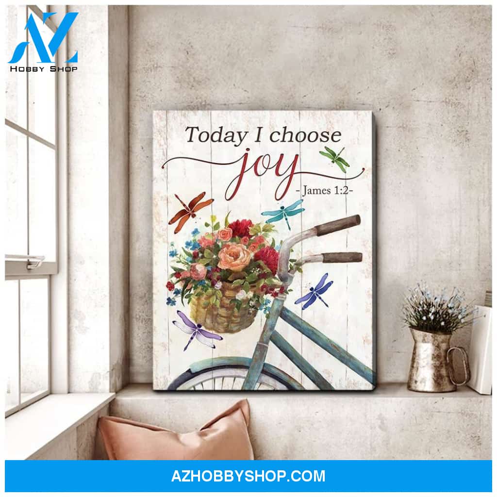 Teemodel Today I Choose Joy Dragonfly Wall Art Canvas