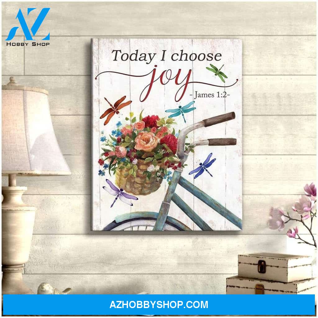 Teemodel Today I Choose Joy Dragonfly Wall Art Canvas