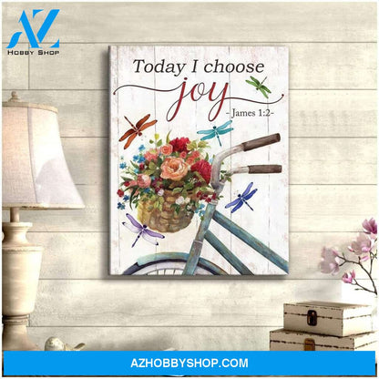 Teemodel Today I Choose Joy Dragonfly Wall Art Canvas