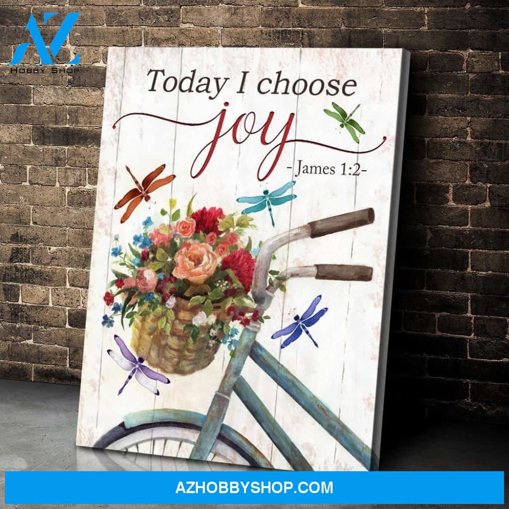 Teemodel Today I Choose Joy Dragonfly Wall Art Canvas