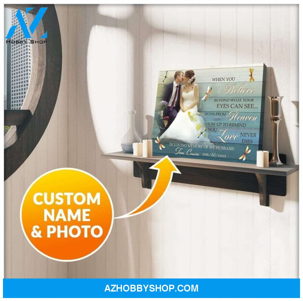 Teemodel When You Believe Dragonfly Personalized Photo Wall Art Canvas
