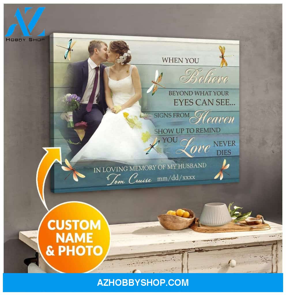 Teemodel When You Believe Dragonfly Personalized Photo Wall Art Canvas