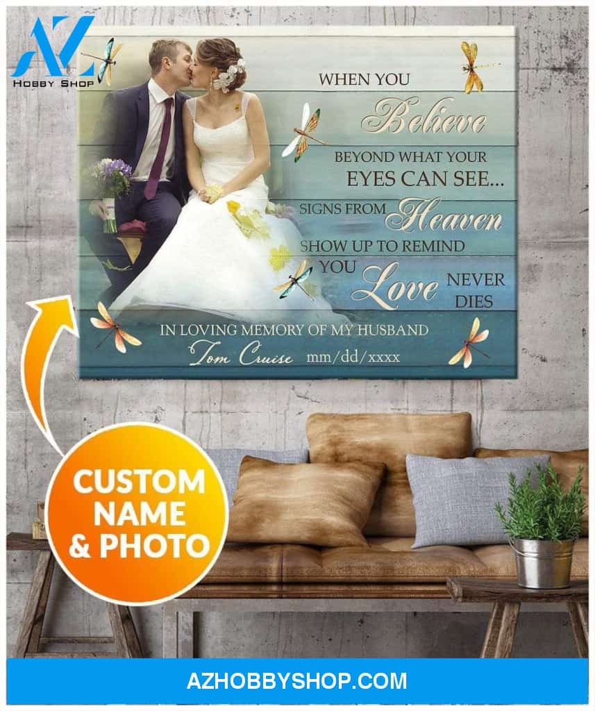 Teemodel When You Believe Dragonfly Personalized Photo Wall Art Canvas