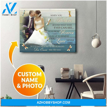 Teemodel When You Believe Dragonfly Personalized Photo Wall Art Canvas