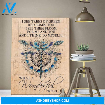 Teemodel Wonderful World Dragonfly Wall Art Canvas
