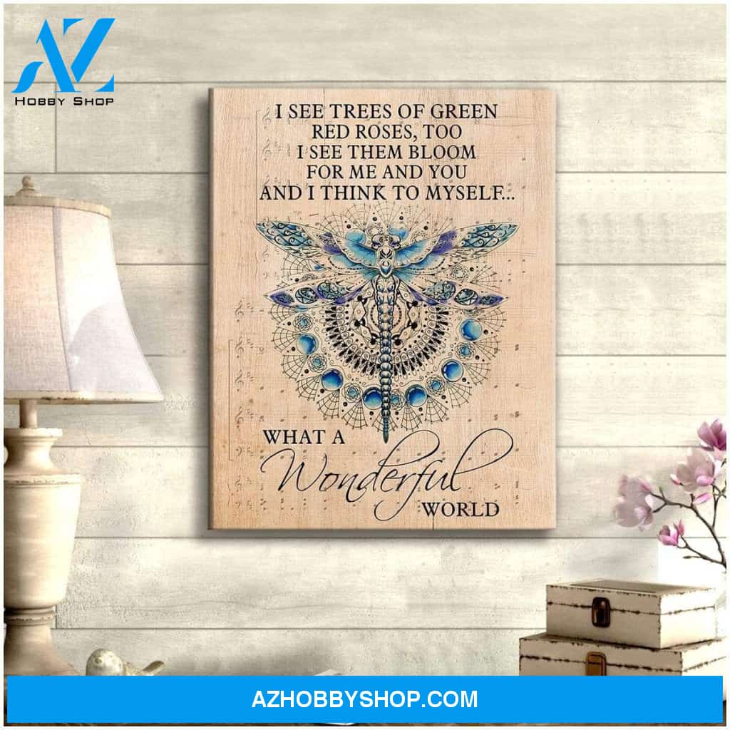Teemodel Wonderful World Dragonfly Wall Art Canvas