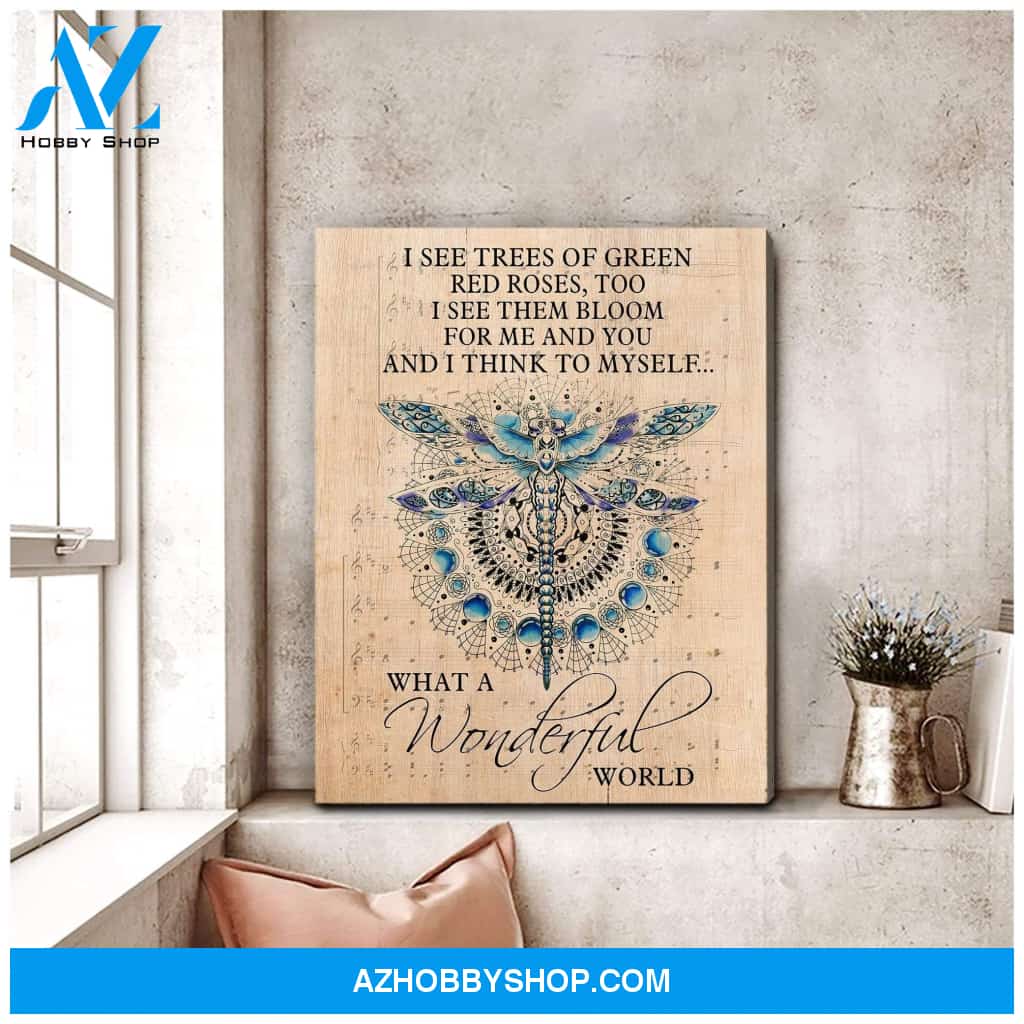 Teemodel Wonderful World Dragonfly Wall Art Canvas