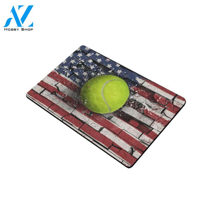 Tennis Broken Wall American Flag Funny Indoor And Outdoor Doormat Warm House Gift Welcome Mat Gift For Tennis Lovers