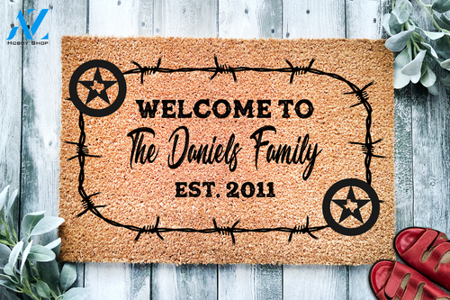 Texas Themed Custom Family Name & Year Welcome To Our Family Doormat | Welcome Mat | House Warming Gift