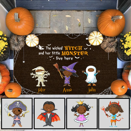 Halloween Wicked Witch And Monsters Outdoor Indoor Doormat DO0013