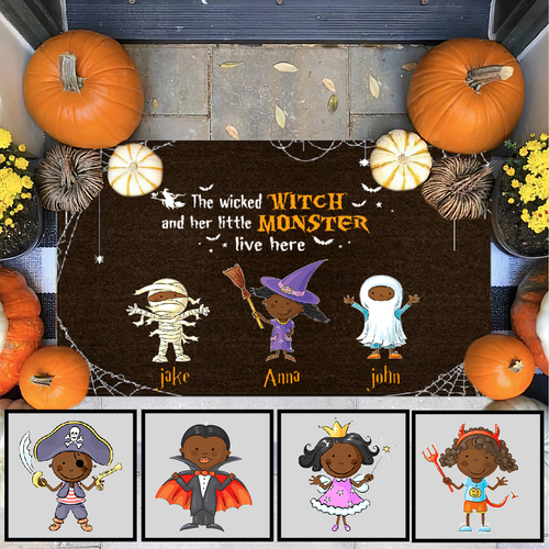 Halloween Wicked Witch And Monsters Outdoor Indoor Doormat DO0013