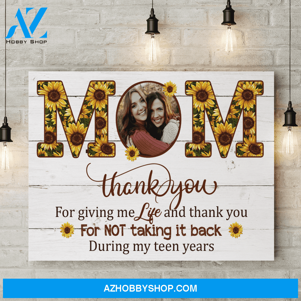 Personalized Photo Canvas, Thank You For Giving Me Life Canvas Wall Art Mothers Day Gifts, Wall Art Prints Best Gifts For Mom