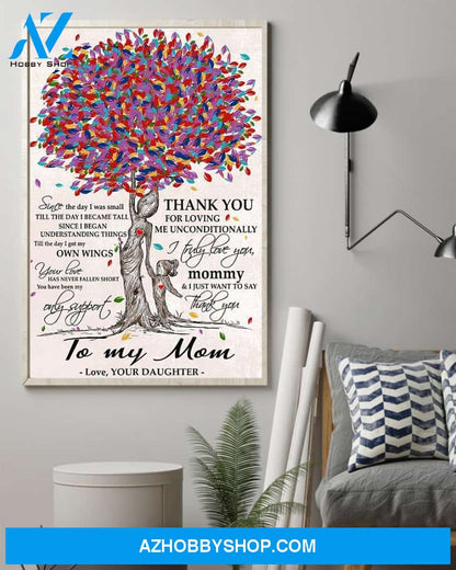 Personalized To My Mom Canvas, Thank You For Loving Me Unconditionally Canvas Wall Art Mothers Day Gifts