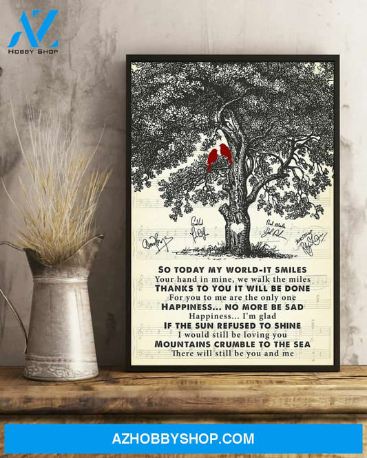 Thank You Song Lyrics Canvas And Poster, Wall Decor Visual Art