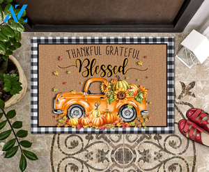 Thankful Grateful Blessed Doormat, Fall Truck Doormat, Truck Welcome Mat, Thanksgiving Doormat, Fall Decor, Gift For Friend Family