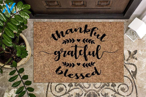 Thankful Grateful Blessed Fall Doormat | Welcome Mat | House Warming Gift