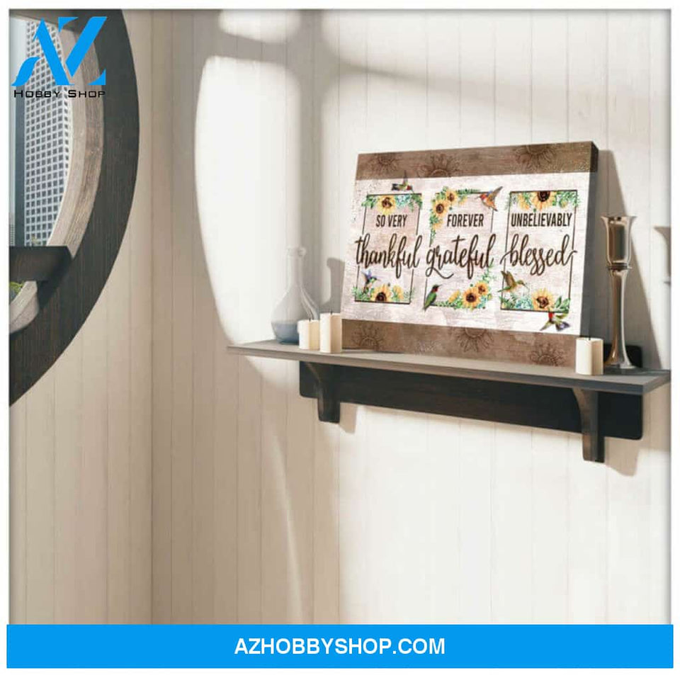 Thankful Hummingbird & Sunflower Premium Canvas Wall Art