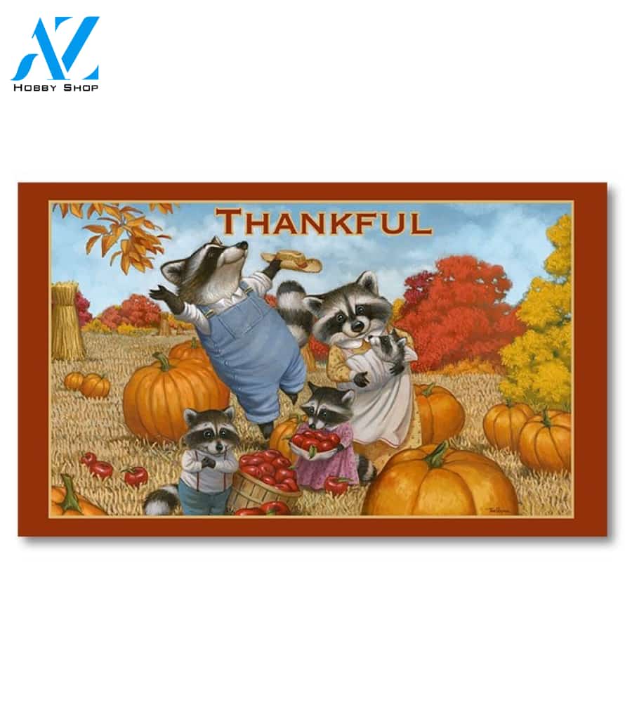 Thankful Racoons Doormat - 18" x 30"