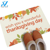 Thanksgiving Day - Wish You A Wonderful Doormat Welcome Mat Housewarming Home Decor Funny Doormat Gift Idea