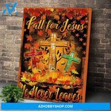 Personalized Canvas Thanksgiving Fall For Jesus He Never Leaves 3 Wall Art For Christmas Gift Canvas Wall Art