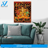 Personalized Canvas Thanksgiving Fall For Jesus He Never Leaves 3 Wall Art For Christmas Gift Canvas Wall Art