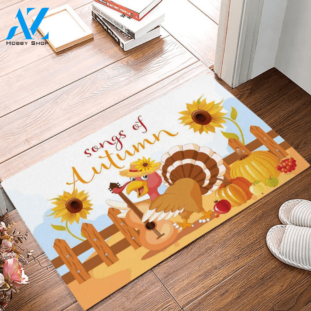 Thanksgiving Farm Turkey Sunflower Super Doormat Welcome Mat Housewarming Home Decor Funny Doormat Gift Idea