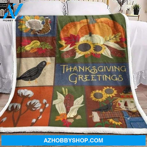 Thanksgiving Greetings Fleece Blanket Gift For People Home Decor Bedding Couch Sofa Soft And Comfy Cozy