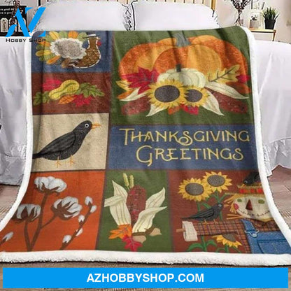 Thanksgiving Greetings Fleece Blanket Gift For People Home Decor Bedding Couch Sofa Soft And Comfy Cozy