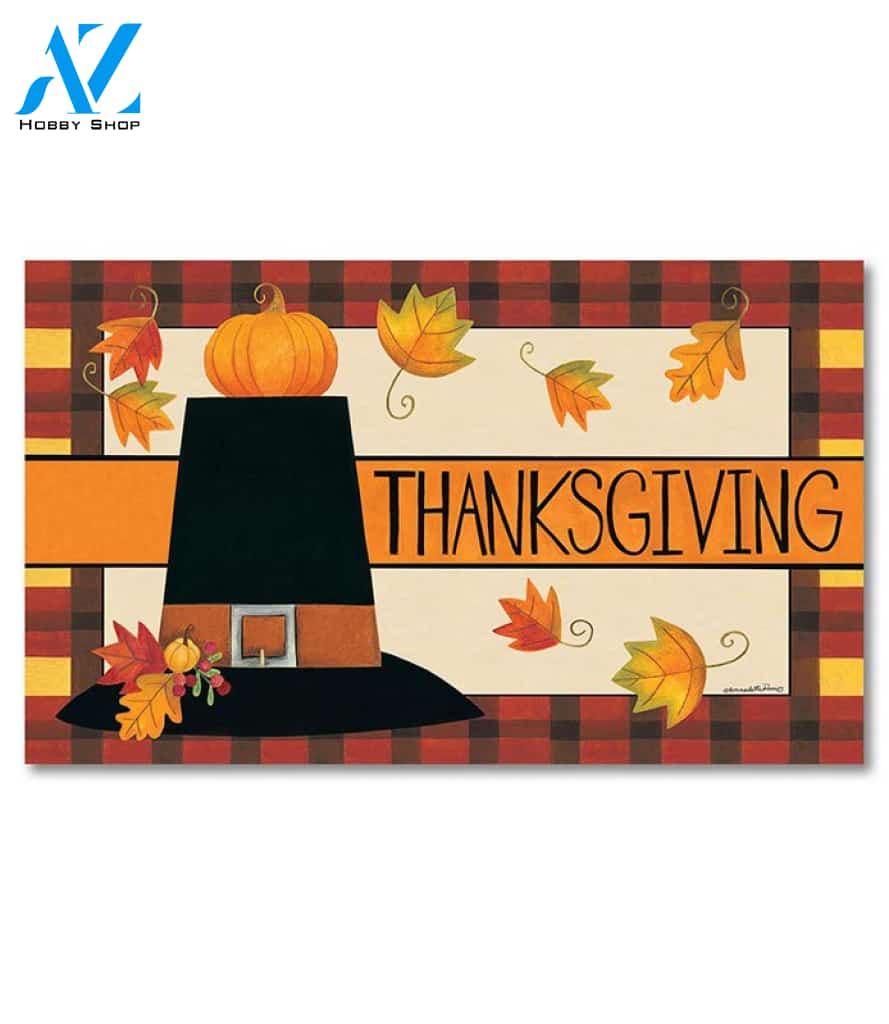 Thanksgiving Pilgrim Hat Doormat - 18" x 30"