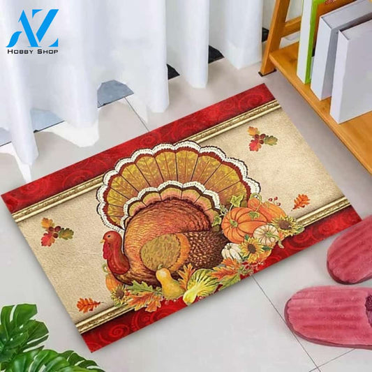 Thanksgiving Turkey Pumpkin Vintage Doormat Indoor and Outdoor Doormat Welcome Mat Housewarming Home Decor Funny Doormat Gift Idea