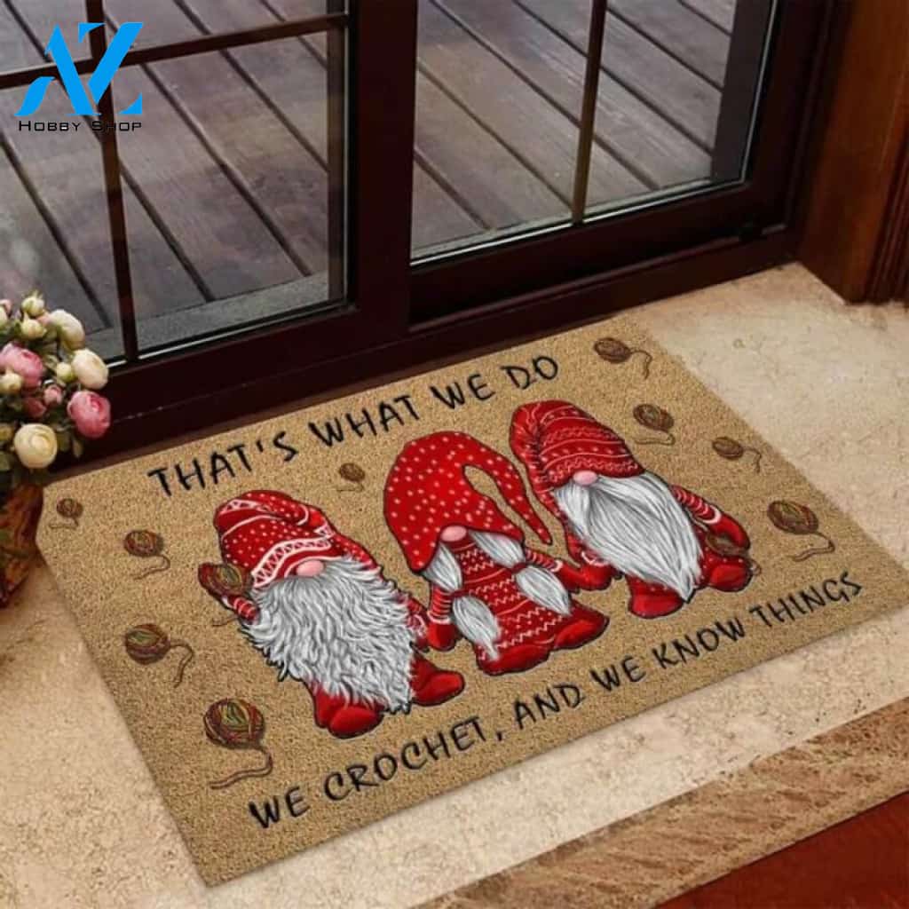 That's What We Do Crochet Coir Pattern Print Doormat | Welcome Mat | House Warming Gift