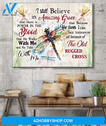 Thd0137 I Still Believe In Amazing Grace Dragonflies Matte Canvas