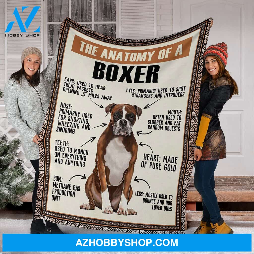 The Anatomy Of A Boxer Fleece Blanket