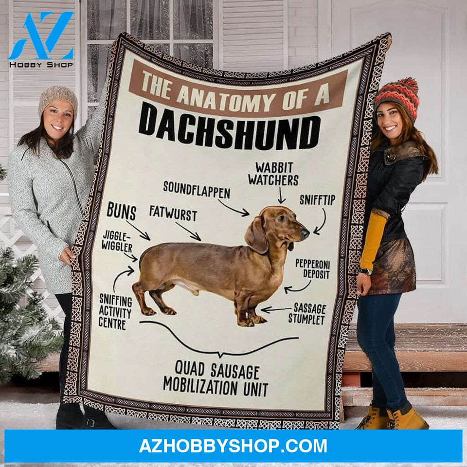 The Anatomy Of A Dachshund Anatomy Fleece Blanket