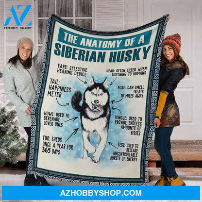 The Anatomy Of A Husky Anatomy Fleece Blanket