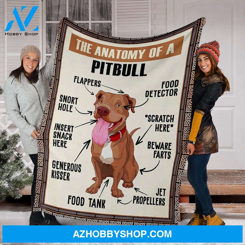 The Anatomy Of A Pitbull Anatomy Fleece Blanket