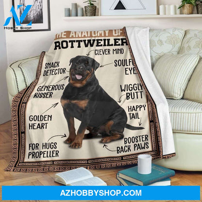The anatomy of a rottweiler Fleece Blanket