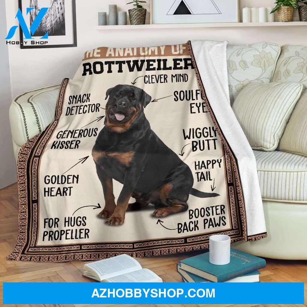 The anatomy of a rottweiler Fleece Blanket